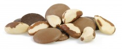 milk chocolate buttons, dark chocolate buttons and brazil nuts