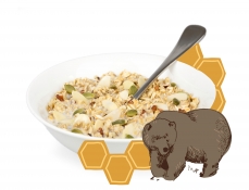 honey hunter - oat and barley granola, multigrain honey granola, honey oats, chopped walnuts, almond slices, chopped pecans and roasted hazelnuts honey hunter - oat and barley granola, multigrain honey granola, honey oats, chopped walnuts, almond slices, chopped pecans and roasted hazelnuts