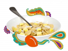 mango lassi - honey oats, freeze dried passion fruit yoghurt, mango and passionfruit granola, crispy multigrain flakes, coconut flakes and pumpkin seeds mango lassi - honey oats, freeze dried passion fruit yoghurt, mango and passionfruit granola, crispy multigrain flakes, coconut flakes and pumpkin seeds