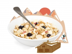 ski lodge spiced apple - spiced granola, apple pieces, oat and barley granola, crispy millet flakes, honey almond slivers, chopped pecans and jumbo raisins ski lodge spiced apple - spiced granola, apple pieces, oat and barley granola, crispy millet flakes, honey almond slivers, chopped pecans and jumbo raisins